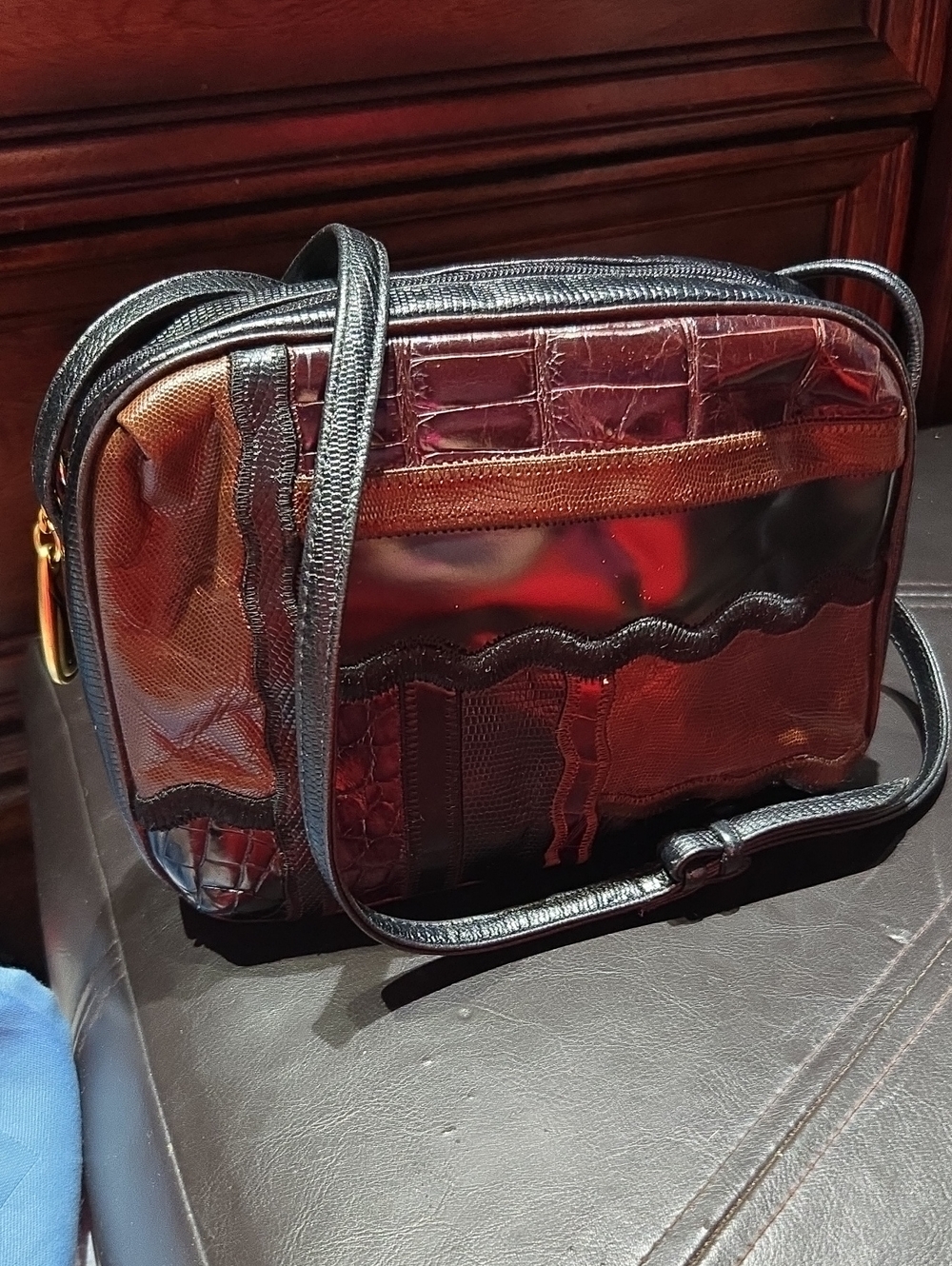 Sharif ~ Multi Colored Black Patchwork Crossbody Bag